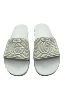 Gucci Logo Slide White Rubber Made In Italy UNISEX 39 US 8.5 - Picture 1 of 17