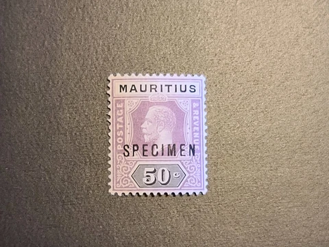 Mauritius Specimen Stamp KGV 50 Cents Mint Never Hinged MNH Cover