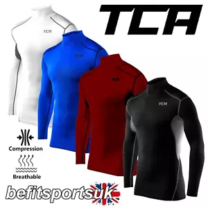 MENS COMPRESSION BASE-LAYER LONG SLEEVE TOP SKIN MOCK NECK UNDER FUSION TCA - Picture 1 of 10