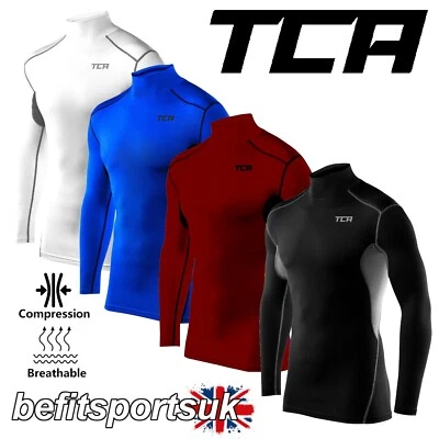 MENS COMPRESSION BASE-LAYER LONG SLEEVE TOP SKIN MOCK NECK UNDER FUSION TCA - Image 1 of 4