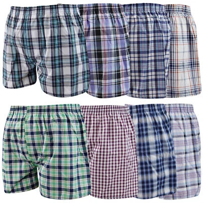 6 Pairs Men's Check Boxer Shorts Underwear, Classic Cotton Rich Boxers S to 3XL