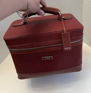 TUMI Burgundy Leather Travel Case Train Case RARE! - Picture 1 of 23