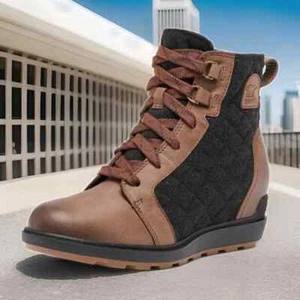 SOREL Women's Evie II Lace Plus Waterproof Tobacco/black boots Brand New Sz 9 - Picture 1 of 12