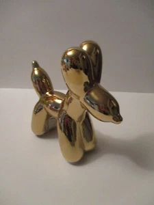 Aida & Jade Metallic Gold 8" Dog Balloon Ceramic Art Sculpture New - Picture 1 of 4