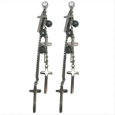 ORECCHINI PENDENTI DONNA  S'AGAPÒ CRUZ SCZ21 ACCIAIO CON CROCE E SFERE - Immagine 1 di 3