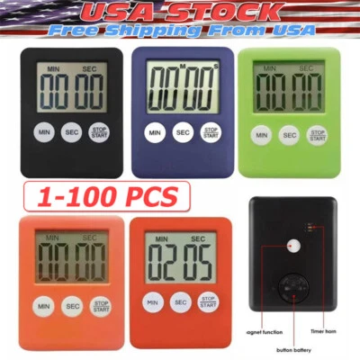 LCD Digital Large Kitchen Cooking Timer Count-Down Up Clock Alarm Magnetic - Image 1 of 4