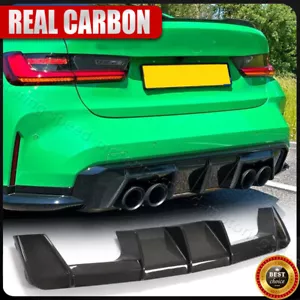 Fit For 2021-2023 BMW G80 M3 REAL CARBON Fiber Rear Bumper Diffuser Spoiler Lip - Picture 1 of 13
