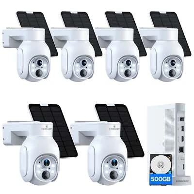CAMCAMP Wireless Solar Powered Security Camera System Outdoor 4MP PTZ Cameras NVR HDMI