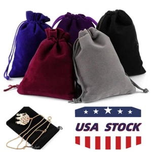 Velvet Drawstring Pouch Jewelry Baggie Ring Party Wedding Gift Bag Set USA STOCK - Picture 1 of 8