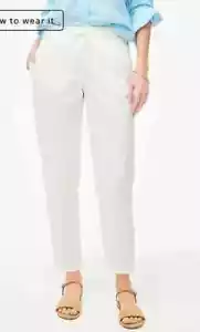 Pantaloni donna J Crew Factory 6 bianco sporco lino cotone spiaggia pull on elasticizzati nuovi con etichette - Foto 1 di 9