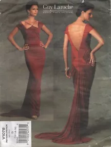 Modello da cucito Vogue 1078 abito treno a pieghe Laroche taglia 12 14 16 NON TAGLIATO - Foto 1 di 11