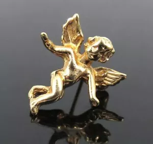 Vintage Miniatur 14K Gelbgold Cherub Engel Pin - Bild 1 von 10