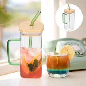 Drinking Glass Transparent Glass Cup Beverage Juice Cup Transparent Square - Picture 1 of 12