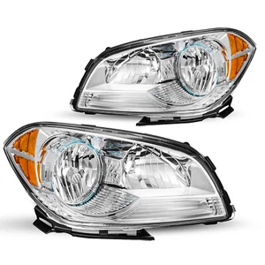 For 2008-2012 Chevy Malibu Chrome Headlights Assembly Headlamps Pair LH+RH - Picture 1 of 6