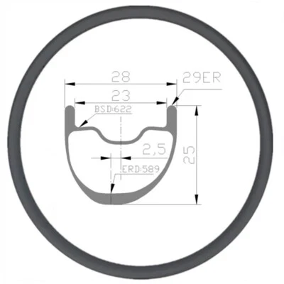 Superlight 29er XC 碳纤维山地自行车无内胎 28/30/33/35 毫米 28H 32H — 第 1/4 张图片