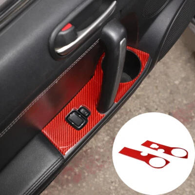 Reposabrazos de puerta interior rojo de fibra de carbono para Mazda MX-5 2009-2014 2 PIEZAS Foto 1 de 4