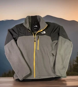 Chaqueta para hombre The North Face pequeña P gris negro amarillo ribete forrado de vellón cremallera completa - Imagen 1 de 8
