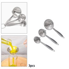 3x Stainless Steel Funnels Set with Handle Kitchen Funnels Home Gadgets Tools