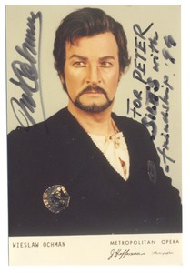 World-Famous Polish Tenor WIESLAW OCHMAN Hand Signed Photo Card from 1994