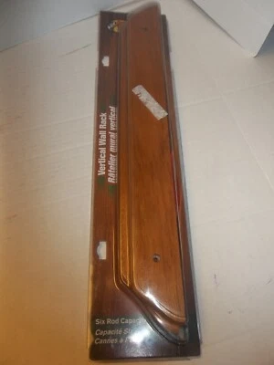 Nuevo Bass Pro Shops caña de pescar montaje en pared estante acabado roble para 6 cañas Foto 1 de 4