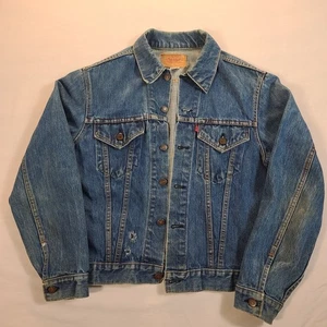 Vintage 60s 70s Levis Big E Type 3 Trucker Denim Jacket Size M/L Med Wash Jean - Picture 1 of 18