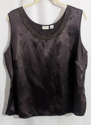 CATO Brown Satin Lace Sleeveless Top 18/20W Whimsigoth Fairy - Image 1 of 4