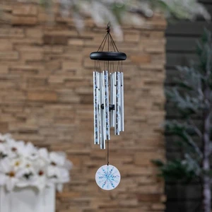 Avria Garden Accent, Printed Wind Chime, Crystal Snowflakes, 27" - Picture 1 of 3