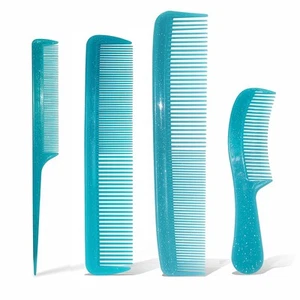 NuAngela Styling Comb Set, Cutting Combs Clipper Rat Tail 4 Piece Blue - Picture 1 of 8