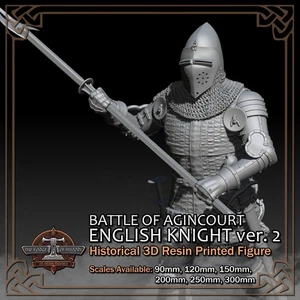Agincourt English Knight 2 - Scale 1/18 to 1/6 - 3D Resin Printed Figure Model - Picture 1 of 16