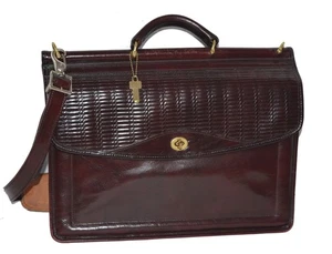 Jack Georges Briefcase Woven Leather Tuscany Double Gusset Laptop Bag - Afbeelding 1 van 11