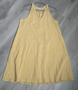 Garnet Hill Cotton Gauze Cover Up Swing Midi Dress Yellow Lagenlook Size M - Picture 1 of 14