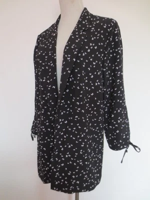 C&A lange Bluse Jacke Blusenjacke 36/38 Schmetterling schwarz weiß 7/8 Ärmel/Mi - Bild 1 von 4