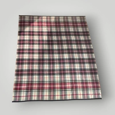 Manta a Cuadros de Lana Vintage Bordes Encuadernados 88”x72 Rojo Crema Gris Talla Queen Foto 1 de 3