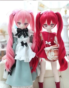 For 1/3 1/4 1/6 BJD Doll MDD MSD Girls Long Curly Hair with Double Ponytails Wig - Picture 1 of 35