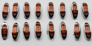 Surface Mount 16 Amber Light LED OBLONG OVAL Clearance Side Marker TRUCK TRAILER - Picture 1 of 5