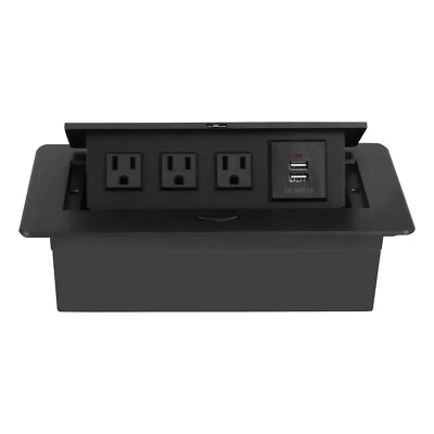 3 Outlet Pop Up Power Cover Box Pop-up Socket Multiple Plug USB Countertop Ports - Image 1 of 4