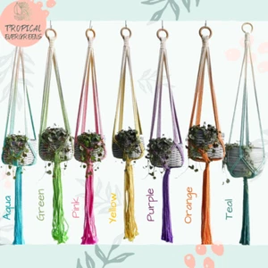 Green Macrame Plant Hanger Flower Pot Hanging Baskets Plant Holder Home Decor - Picture 1 of 4