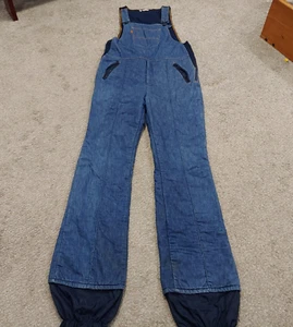 Vintage 70's Levi Orange Tab Overalls Lined Snow Size XL 34" inseam Bell Bottoms - Picture 1 of 13