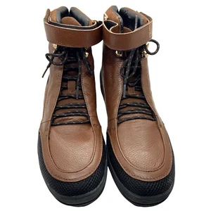 Sneakers alte Negash uomo taglia 9 marrone nero pelle punta tonda stringate - Foto 1 di 12