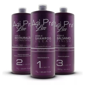 Agi Pro Liss Kera-X Agimax Semi di Lino Hair Straightening Agi Max Kit 1L 34oz - Picture 1 of 5