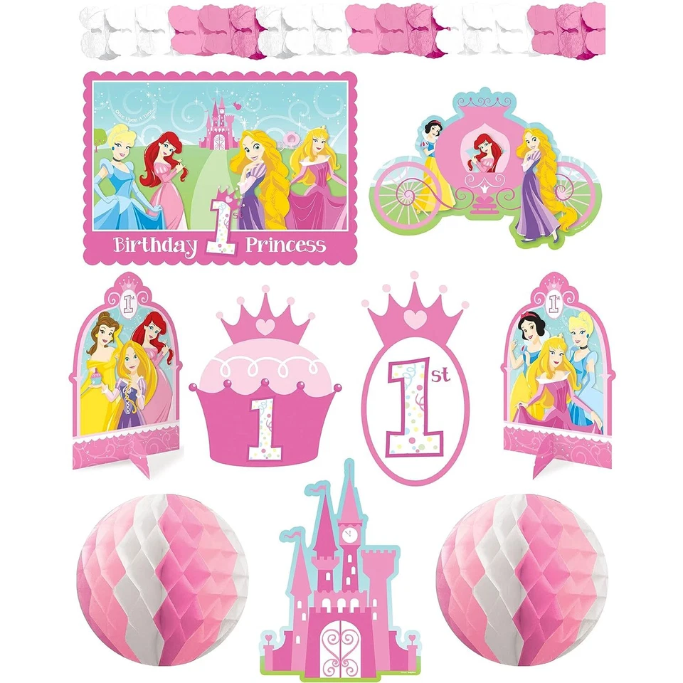 Disney Princess Cartoon Cute Kids First 1st Birthday Party Room Decorating Kit - Image 1 of 1