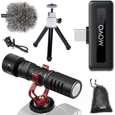 Movo VXR10 Shotgun Mic with WM-VXR10 Wireless Microphone Adapter and Tripod - Image 1 of 4