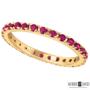 0.81 Carat Natural Ruby Eternity Band Ring 14K Yellow Gold - Picture 1 of 1
