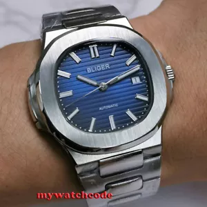 Orologio Uomo Automatico Bliger Quadrato Quadrante Blu Vetro Zaffiro NH35 PT5000 - Foto 1 di 8