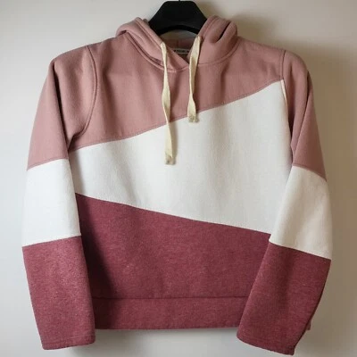 DOUBLJU Color Block Sudadera con Capucha Rosa y Blanco Informal Pullover Mujeres XLarge Foto 1 de 4