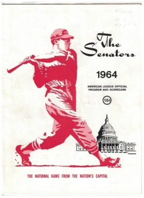 1964 Washington Senators Scorebook Program vs New York Yankees 0SP67 Mantle HR - Image 1 of 4
