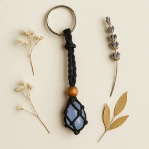 Blue Chalcedony keyring real crystal keyring healing crystal lover gift - Picture 1 of 4