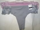 New 2 Pair Jaclyn Smith Women's Thongs Panties Gray & Purple Lace Sz S, M Or Xl