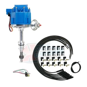 Ford 351W HEI Distributor Blue Cap 65K Volt Coil & Moroso 9881M Universal Wires - Picture 1 of 6