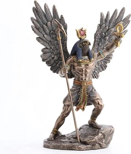 10 3/8 Zoll ägyptischer Sonnengott Ra Kaltguss Harz antike Bronze Oberfläche Skulptur - Bild 1 von 5